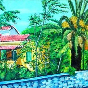 Painting titled "Palmtree in the for…" by Koiliar Is, Original Artwork, Oil