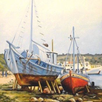 Ζωγραφική με τίτλο "Tholos' shipyard" από Κοιλιάρ-Ις, Αυθεντικά έργα τέχνης, Λάδι
