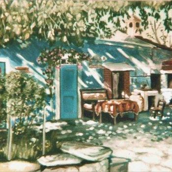 Malerei mit dem Titel "Village House" von Koiliar Is, Original-Kunstwerk, Öl