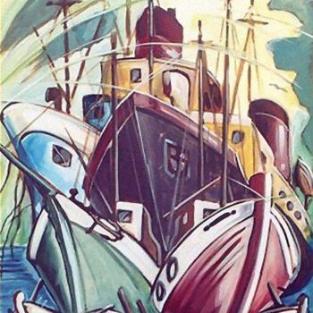 Malerei mit dem Titel "Boat bouquet" von Koiliar Is, Original-Kunstwerk, Öl