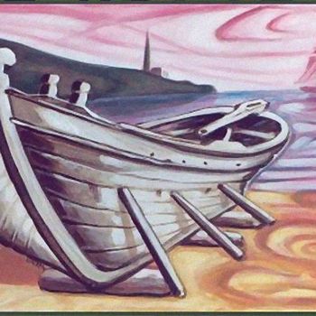 Painting titled "Boat single" by Koiliar Is, Original Artwork, Oil