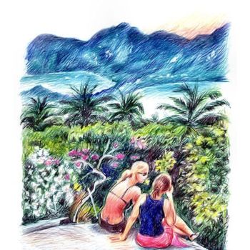 Drawing titled "tropic sunset" by Koiliar Is, Original Artwork, Other