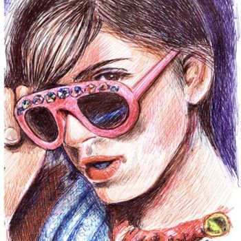 Drawing titled "pink glasses" by Koiliar Is, Original Artwork, Other