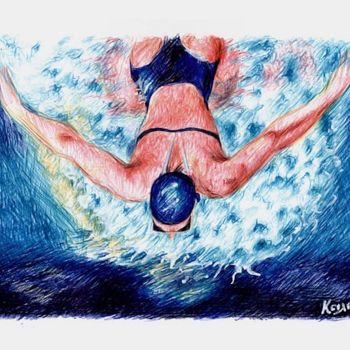 Dessin intitulée "swimming" par Koiliar Is, Œuvre d'art originale, Autre