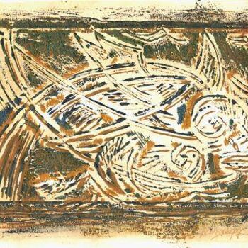 Druckgrafik mit dem Titel "Fish" von Koiliar Is, Original-Kunstwerk