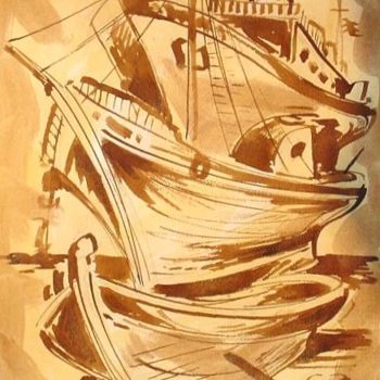 Zeichnungen mit dem Titel "sepiaBoat9" von Koiliar Is, Original-Kunstwerk