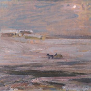 Painting titled "Winter evening" by Stanislav Babiuk, Original Artwork