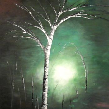 Painting titled "Birch" by Mateja Babnik, Original Artwork, Oil