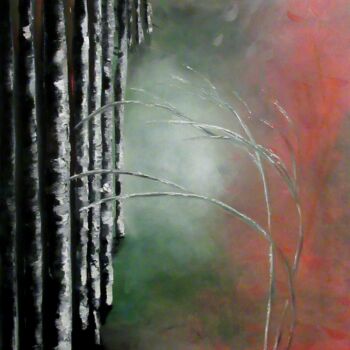 Peinture intitulée "Birch avenue" par Mateja Babnik, Œuvre d'art originale, Huile