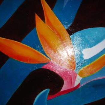 Peinture intitulée "fleur de paradis" par Baboune, Œuvre d'art originale