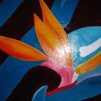 Painting titled "fleur de paradis" by Baboune, Original Artwork