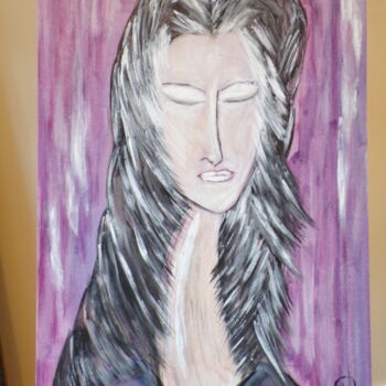Painting titled "purple-woman" by Babylone B, Original Artwork, Acrylic