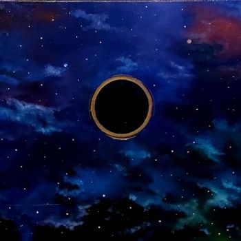 Painting titled "The black hole" by Bacchante, Original Artwork, Oil Mounted on Wood Panel