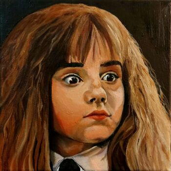 Painting titled "Hermione" by Bacchante, Original Artwork, Oil Mounted on Wood Panel