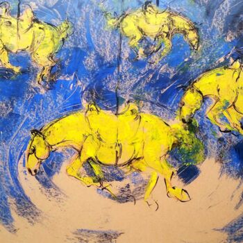Painting titled "chevaux-suspendus-9…" by Bachir Laib, Original Artwork, Ink