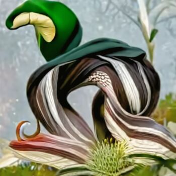 Digitale Kunst getiteld "Exotic flower" door Bachir Reddioui, Origineel Kunstwerk, Digitaal Schilderwerk