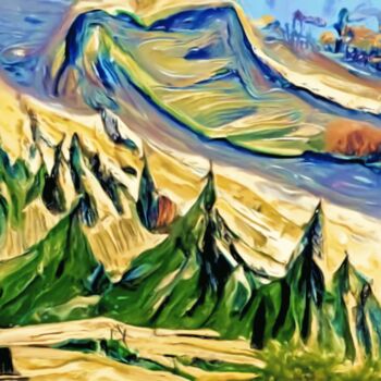 Digitale Kunst mit dem Titel "mountain landscape" von Bachir Reddioui, Original-Kunstwerk, Digitale Malerei