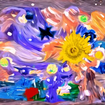 Digital Arts titled "radiant nebula pain…" by Bachir Reddioui, Original Artwork, Digital Painting