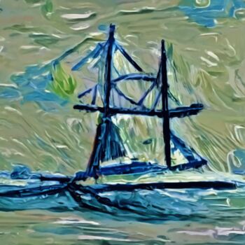 Arte digital titulada "The lost boat" por Bachir Reddioui, Obra de arte original, Pintura Digital