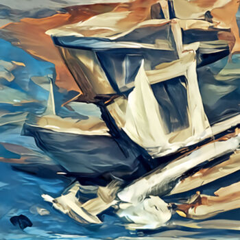 Digitale Kunst mit dem Titel "Maritime collision" von Bachir Reddioui, Original-Kunstwerk, Digitale Malerei