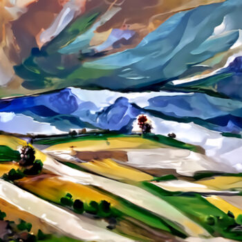 Arts numériques intitulée "Landscape in spring" par Bachir Reddioui, Œuvre d'art originale, Peinture numérique