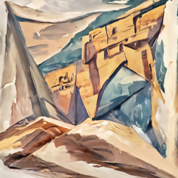 Digital Arts titled "Abstract pyramid ar…" by Bachir Reddioui, Original Artwork, Digital Painting