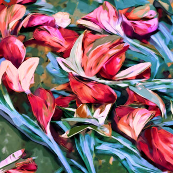 Digital Arts titled "Twig of flowers" by Bachir Reddioui, Original Artwork, Digital Painting