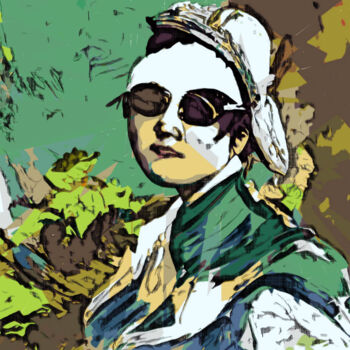 Digital Arts titled "The lady with sungl…" by Bachir Reddioui, Original Artwork, Digital Painting