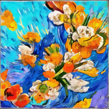 Digital Arts titled "Bouquet of flowers" by Bachir Reddioui, Original Artwork, Digital Painting