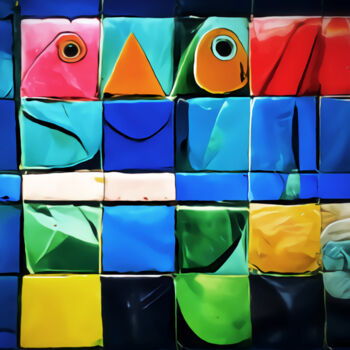 Digital Arts titled "Mosaic wall decorat…" by Bachir Reddioui, Original Artwork, Digital Painting