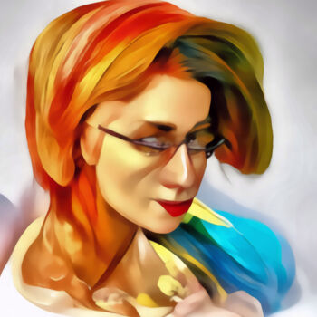 Digital Arts titled "Expressive woman po…" by Bachir Reddioui, Original Artwork, Digital Painting