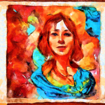 Digital Arts titled "Woman's emotional f…" by Bachir Reddioui, Original Artwork, Digital Painting