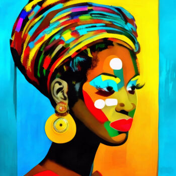 Digital Arts titled "Lady in traditional…" by Bachir Reddioui, Original Artwork, Digital Painting