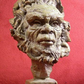 Скульптура под названием "Portrait Aborigène" - Backyardart, Подлинное произведение искусства, Бронза