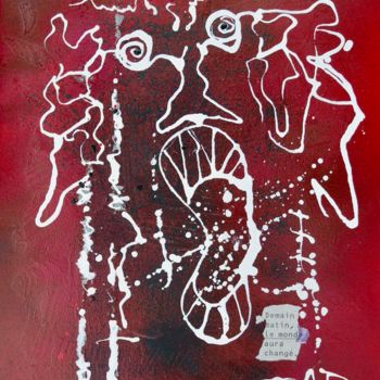 Картина под названием "VISION" - Bad, Подлинное произведение искусства, Акрил Установлен на Деревянная рама для носилок