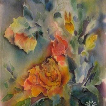 Pintura intitulada ""Огненный цветок"" por Anna Badalian, Obras de arte originais