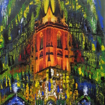 Malerei mit dem Titel "Nikolaikirche" von Baderart, Original-Kunstwerk, Öl