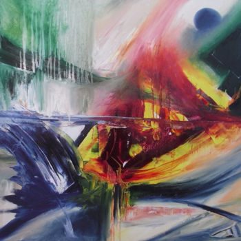 Pintura intitulada "Explosion au comme…" por Baderart, Obras de arte originais, Óleo