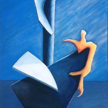 Malerei mit dem Titel "Der fliegende Hollä…" von Baderart, Original-Kunstwerk, Acryl