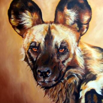 Painting titled "African wild dog" by Fiona Mason, Original Artwork