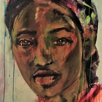 Peinture intitulée "regard-de-femme-31.…" par Badia, Œuvre d'art originale, Acrylique