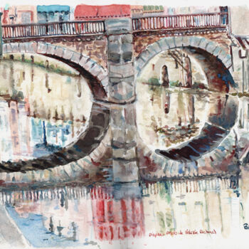 Peinture intitulée "Pont de Castres 812…" par Baf, Œuvre d'art originale, Aquarelle