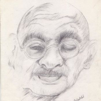 Malerei mit dem Titel "Mahatma Gandhi" von Blancag, Original-Kunstwerk