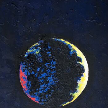 Painting titled "TychoBrahe Exoplanet" by Bahram Berj Kafai, Original Artwork, Oil Mounted on Wood Stretcher frame