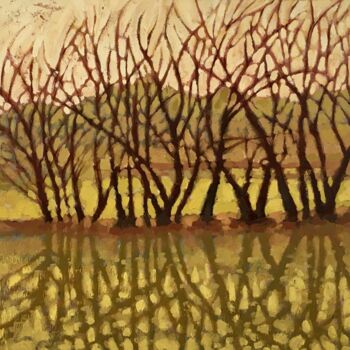 Peinture intitulée "Upper Lake" par Bahram Berj Kafai, Œuvre d'art originale, Huile Monté sur Châssis en bois