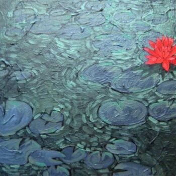 Peinture intitulée "Red Lillie" par Bahram Berj Kafai, Œuvre d'art originale, Huile