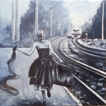 Peinture intitulée "quai-de-gare2.jpg" par Baia Pontier, Œuvre d'art originale