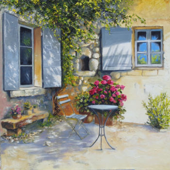 Peinture intitulée "terrasse d'Amélie" par Baia Pontier, Œuvre d'art originale, Huile