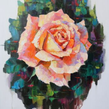 Painting titled "Rose" by Baiba Limane, Original Artwork, Oil