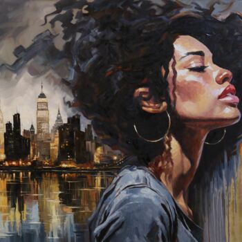 Pintura intitulada "The blues of New Yo…" por Baiba Limane, Obras de arte originais, Óleo